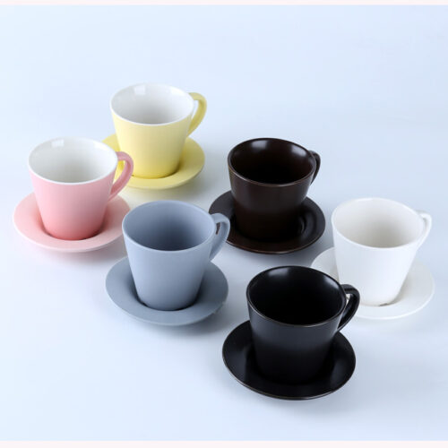 80003 Coffee Cup and Saucer 220 ml  7.5  OZ   matte finishing art different color