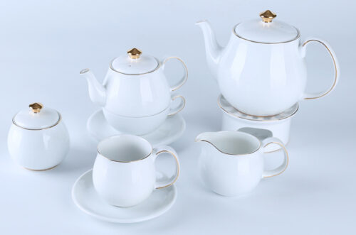 Premium Quality White Fine Porcelain Tea Set