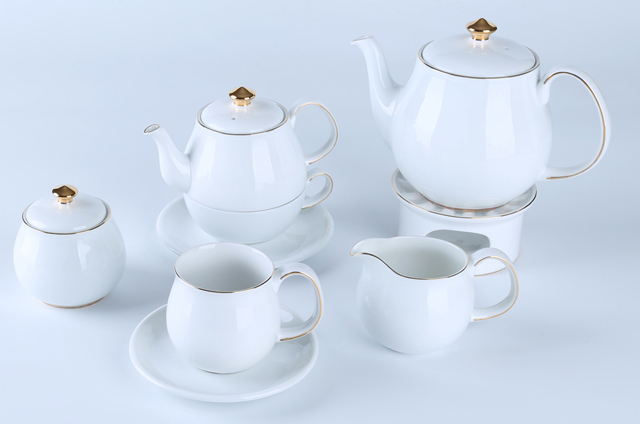 Premium Quality White Fine Porcelain Tea Set