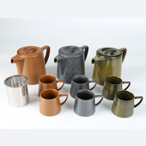 70009 70010 Reactive Glaze  Teapot Set with Stainless Steel Infuser 1L