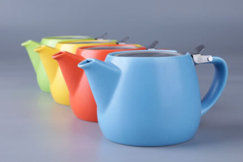 70046 Smooth Matte Ceramic Teapot Porcelain Stackable Teapot With Stainless Steel Lid Extra-Fine Infuser