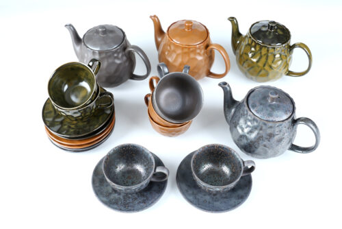 70016 Reactive Glazed Teapots Unique Color  70018 Porcelain Teapot Sets Rustic vintage Tea Set