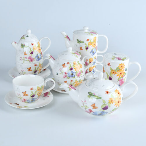 Flying Swallow  Collection European Fine Porcelain Tea Set for adults, adorned with captivating Flower Painting