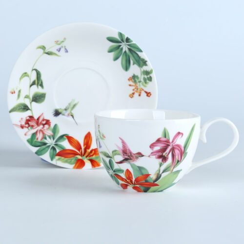 71063 European Fine Porcelain Tea Cups And Saucer with captivating Flower Painting.