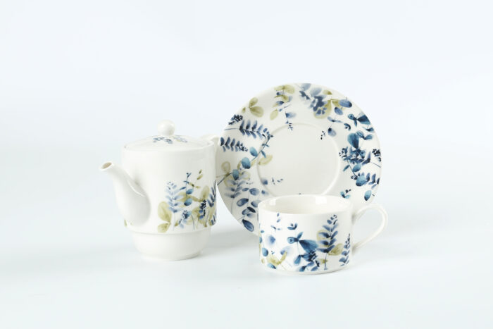 70011 Tea for one- Watercolor navy blue leaves design - Image 3