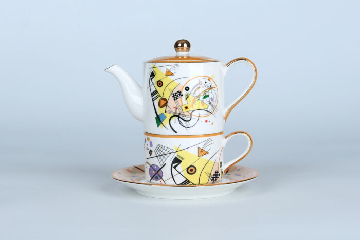 70011 Wassily Kandinsky Style Teapot - Abstract Expressionism Ceramic Teaware Set, Colorful Home Decor & Unique Wedding Gift