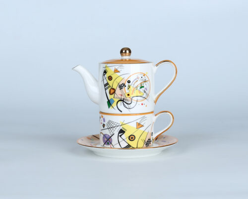 70011 Wassily Kandinsky Style Teapot - Abstract Expressionism Ceramic Teaware Set, Colorful Home Decor & Unique Wedding Gift