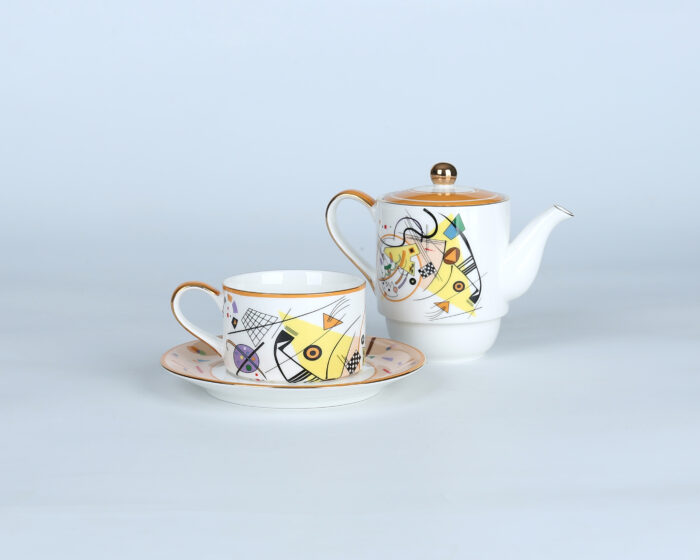 70011 Wassily Kandinsky Style Teapot - Abstract Expressionism Ceramic Teaware Set, Colorful Home Decor & Unique Wedding Gift - Image 2