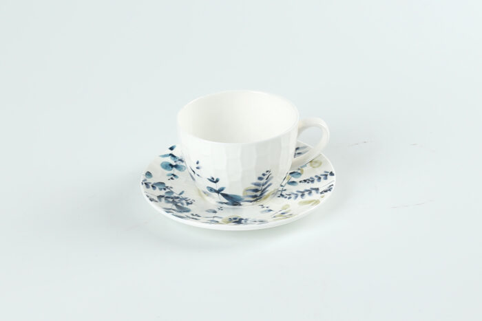 70042 Orchid Floral Ceramic Coffee Cup and Saucer Set - Image 2