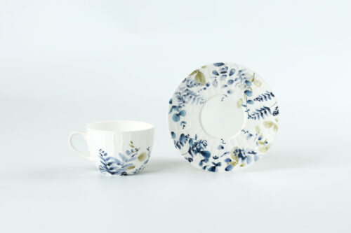 70042 Orchid Floral Ceramic Coffee Cup and Saucer Set