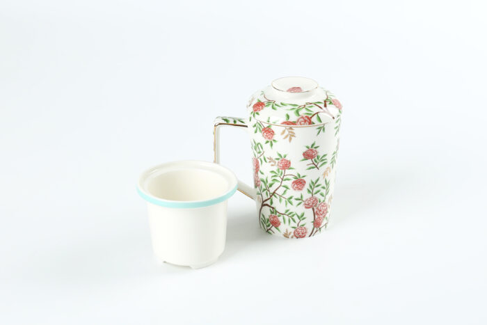 70127 ELEGANT TURQUOISE FLORAL BIRD TEA MUG - Image 2