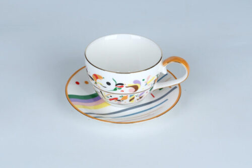 70163 Kandinsky-Style Ceramic Coffee Mug - Abstract Expressionism Art Teaware, Handmade Vibrant Color Tea Cup, Gift for Art Lovers