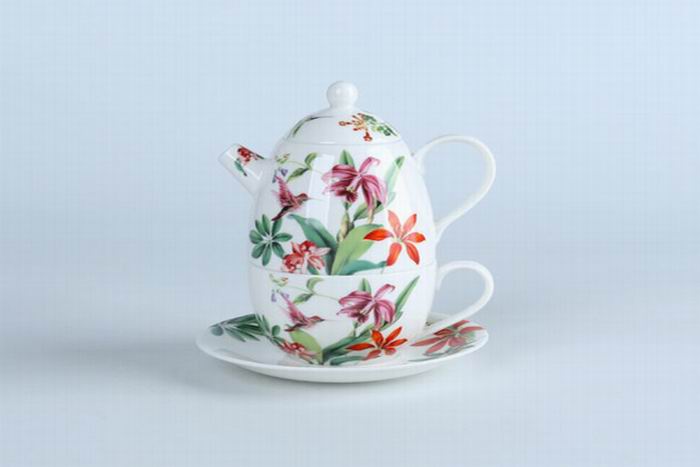 70169 JUNGLE BIRDS COLLECTION TEA POT - Exquisite Hand-Painted Floral Ceramic Teapot for the Perfect Tea Ceremony