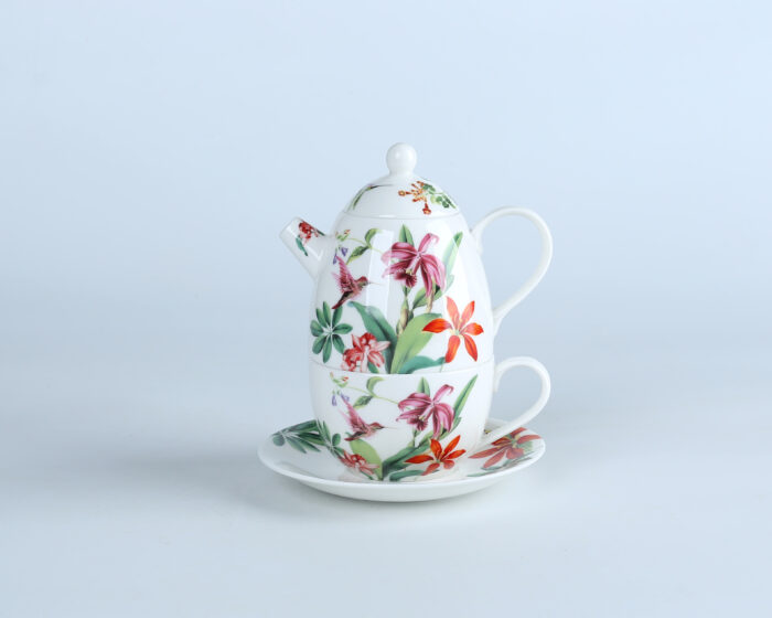 70169 JUNGLE BIRDS COLLECTION TEA POT - Exquisite Hand-Painted Floral Ceramic Teapot for the Perfect Tea Ceremony