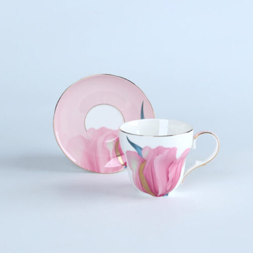 70171 Elevate Your Tea Time with Our Exquisite Tulip Cup&saucer– A Floral Masterpiece for Discerning Tea Lovers
