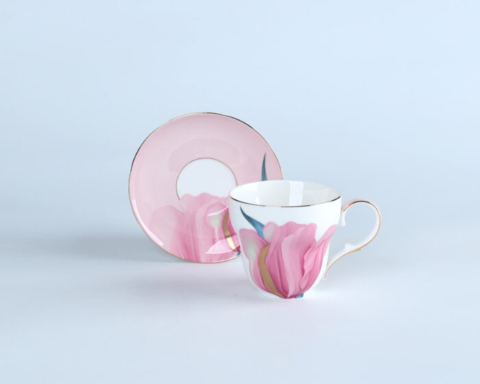 70171 Elevate Your Tea Time with Our Exquisite Tulip Cup&saucer– A Floral Masterpiece for Discerning Tea Lovers