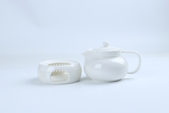 70281 Elegant Porcelain Teapot Set with Stainless Steel Filter & Tea Warme - Image 4