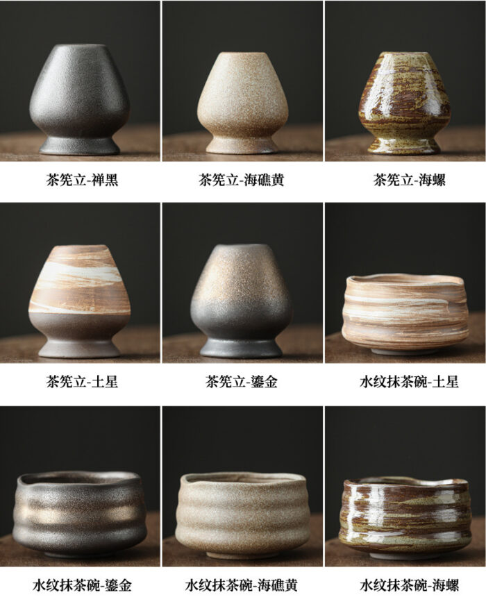 80401 Artisan Matcha Bowls Set - Handmade Japanese Ceramic, Diverse Shapes & Colors, Customizable - Image 4