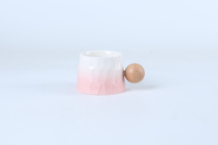 80524 Artisanal Ceramic Coffee Mug with a Round Wooden Handle - Image 4