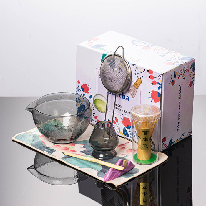 Premium Handmade Glass Matcha Bowl Set--7 Piece set - Image 2